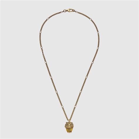 gucci 412885 j1d50 9074|Gucci Lion Head Necklace in Silver .